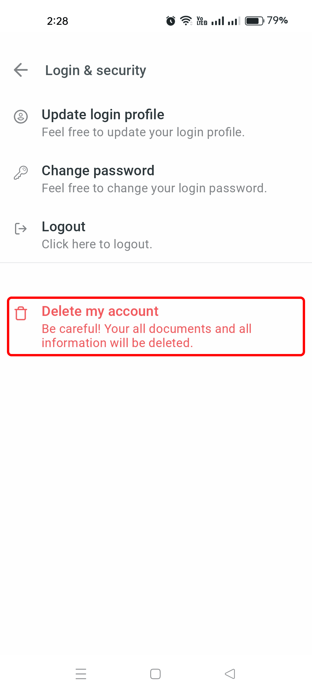 Choose Delete My Account.